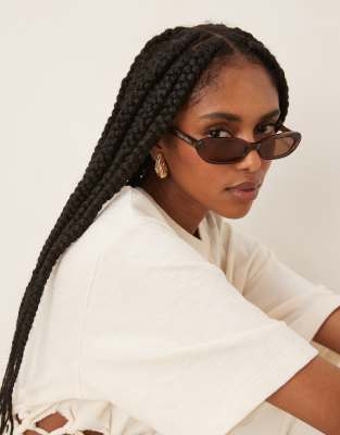 Lola slim oval sunglasses in coffee-Brown