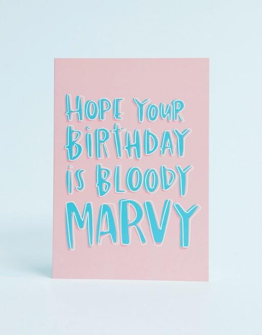 Lucy Maggie bloody marvy birthday card