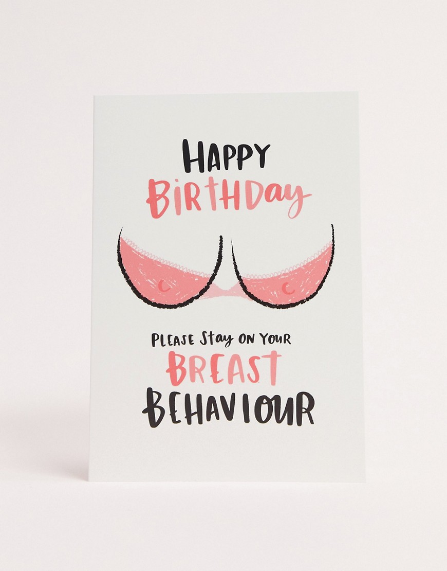 Lucy Maggie breast behaviour birthday card-Multi