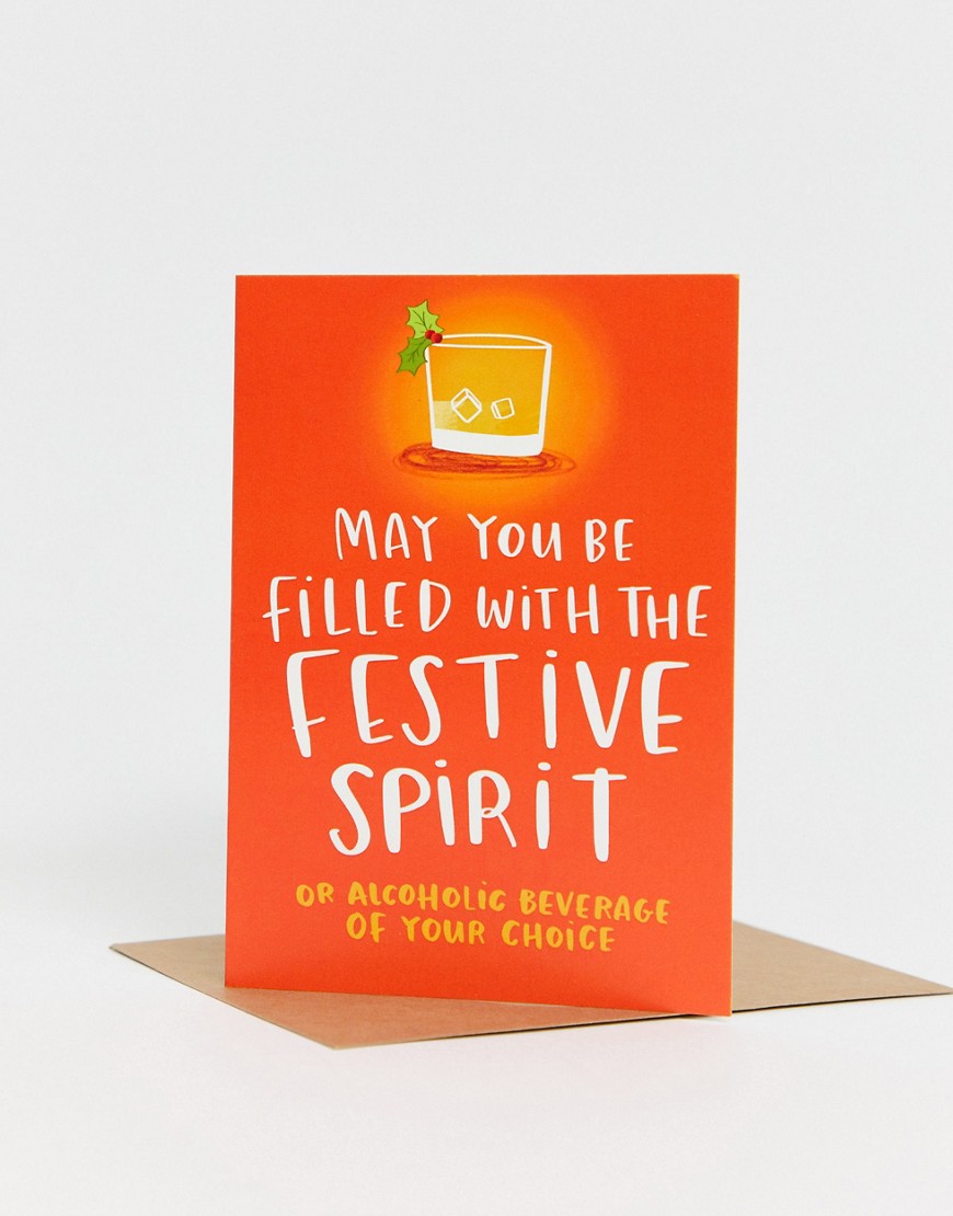 Lucy Maggie filled with festive spirit christmas card-Multi