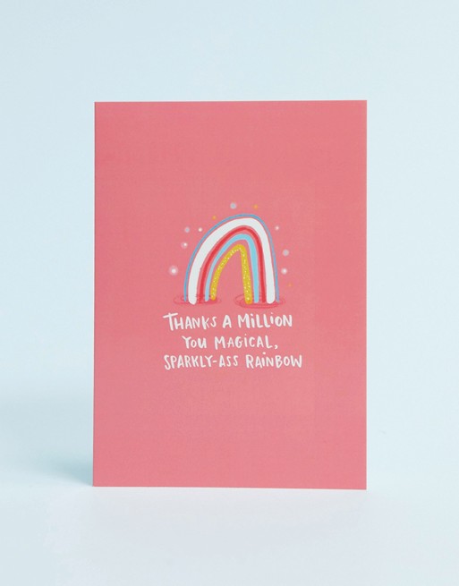 Lucy Maggie magical sparkly-ass rainbow thank you card