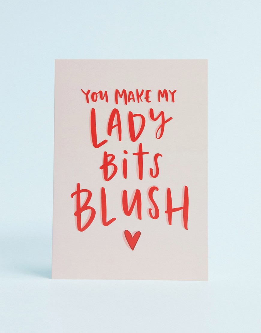 Lucy Maggie you make my lady bits blush valentines card-Multi