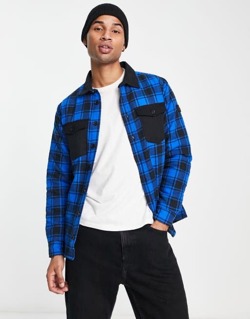 Luke check overshirt in blue