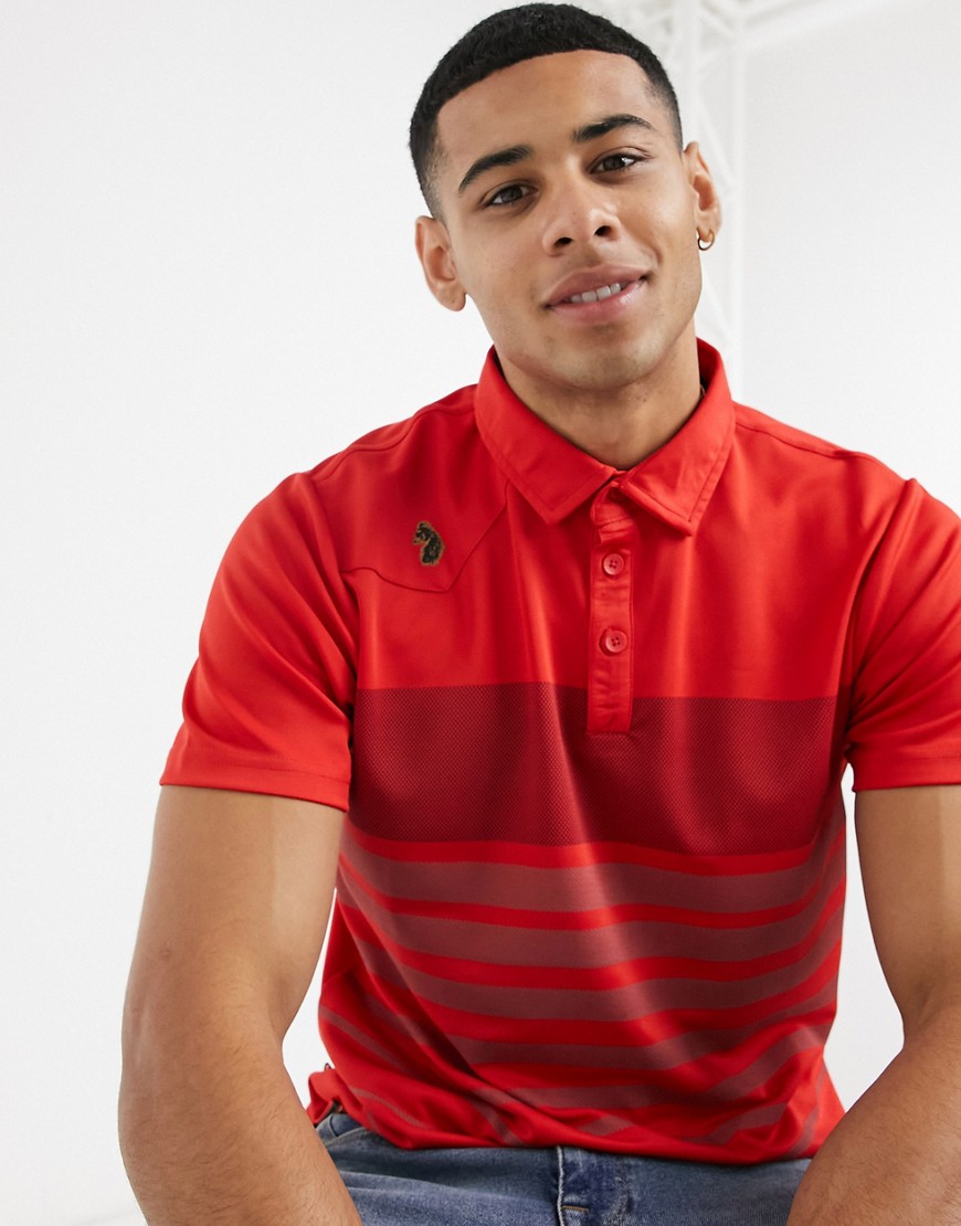 Luke Eastoe twill stripe polo shirt-Red