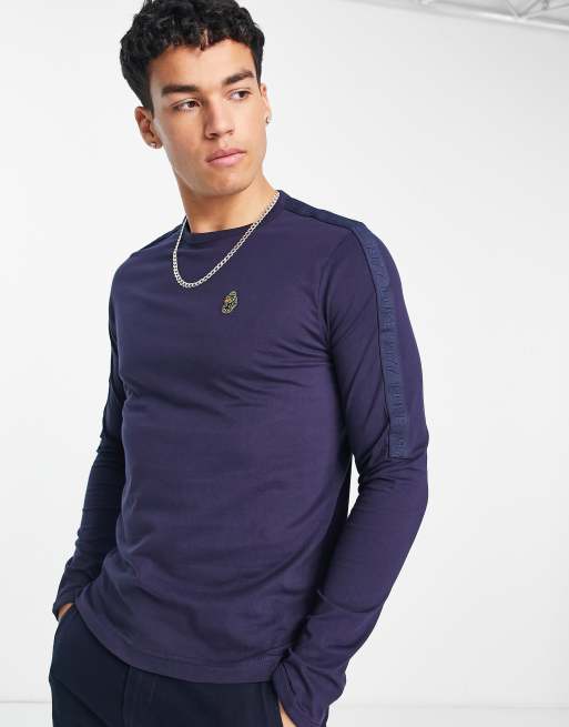 Luke - Klassiek T-shirt met lange mouwen met bies