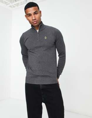 Luke knitted half zip jumper in grey