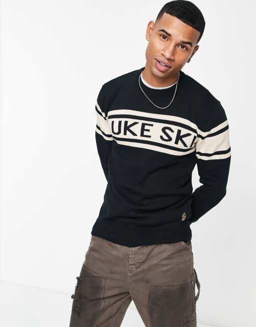 tandarts Kleuterschool Papa Luke knitted ski sweater in black | ASOS