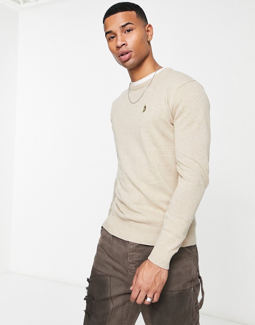 Luke Knitted Sweater In Stone-neutral