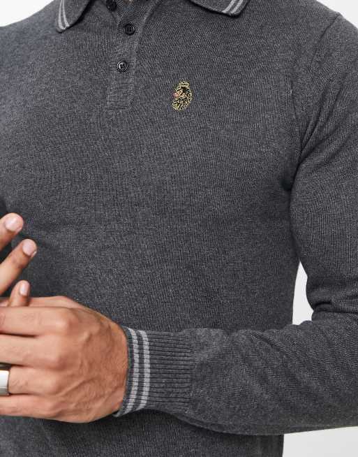 Grey knitted hot sale polo