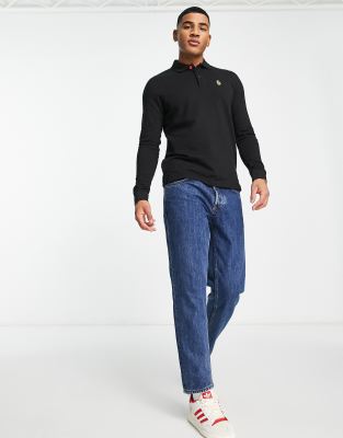 long sleeve polo in black