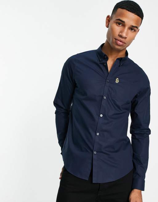 Luke long sleeve shirt in navy | ASOS