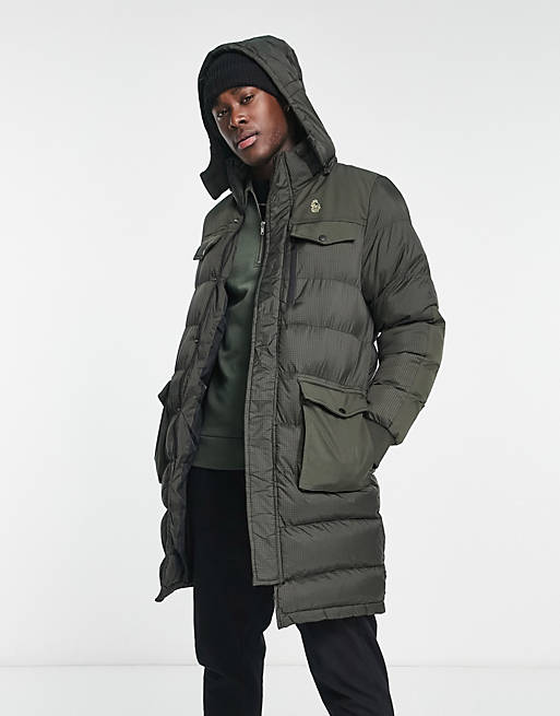 Luke longline hooded jacket in green | ASOS