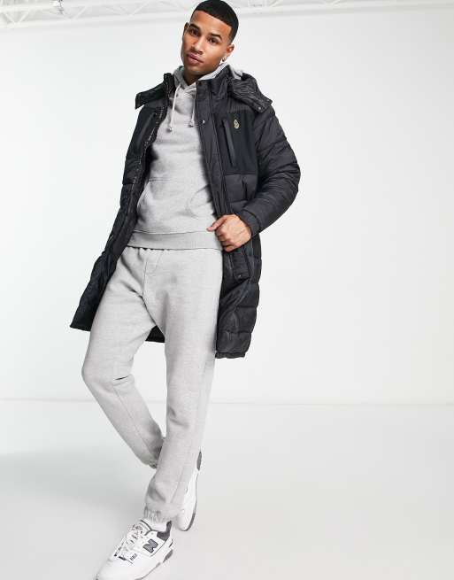 Luke – Longline-Mantel in Schwarz mit Kapuze