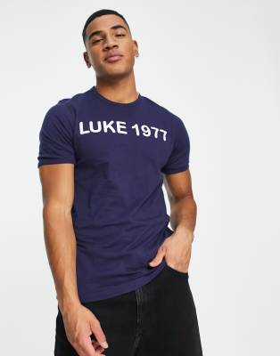 Luke printed t-shirt in navy | ASOS