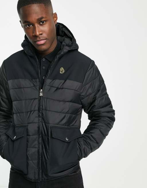 Luke – Return Mac – Wattierte Jacke in Schwarz mit Kapuze