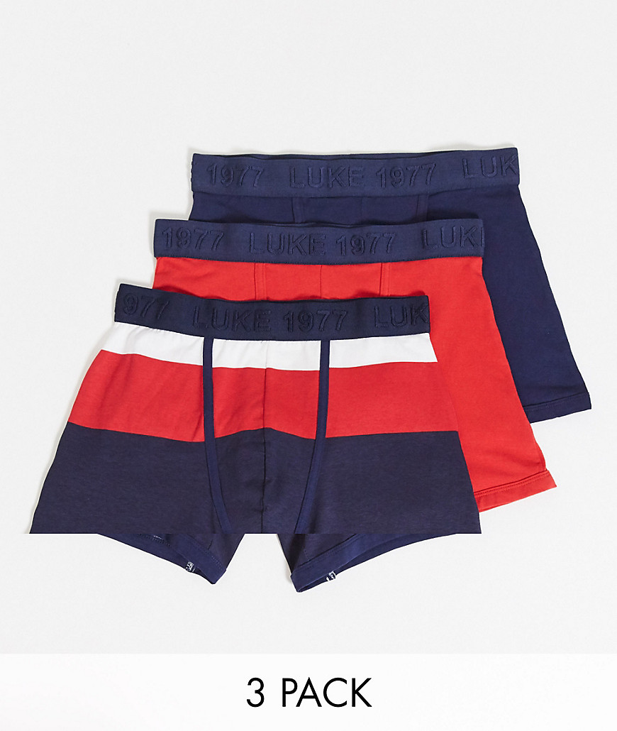 Luke Ron 3 pack boxer shorts-Navy