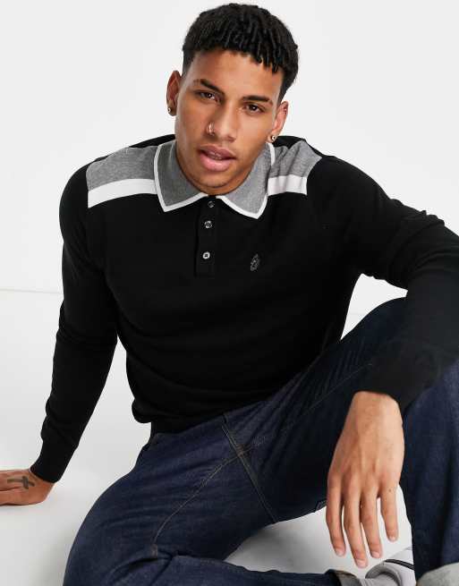 Luke tipped long sleeve polo shirt | ASOS