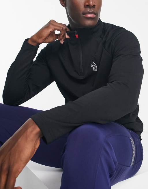 Luke - Training - Sweater zonder sluiting met opstaande boord in zwart