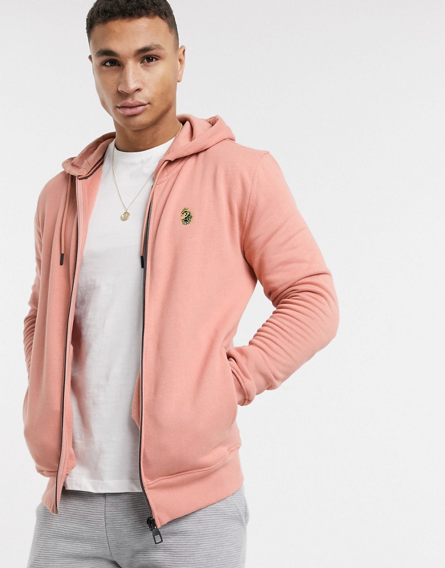 Luke zip through hoodie-Pink