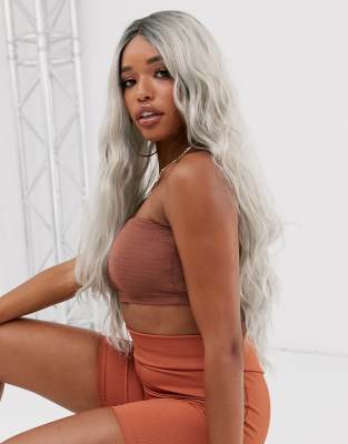 LullaBellz - Perruque cheveux ondulés avec dentelle sur le devant - Blond platine - Beige