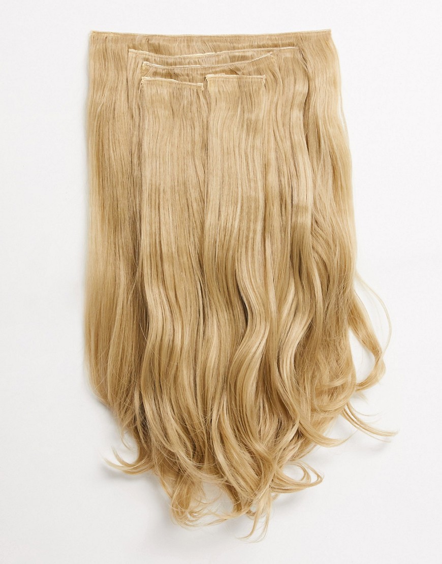 LullaBellz super thick 22 inch 5 piece blow dry wavy clip in hair extensions in california blonde-Beige