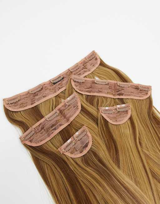 LullaBellz super thick 26 inch 5 piece statement straight clip in hair extensions in mellow brown, 3 of 4