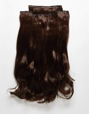 Lullabellz - Superdicke, gewellte Clip-in-Haar-Extensions in geföhntem Look, 22 Zoll, 5-teilig-Brünette