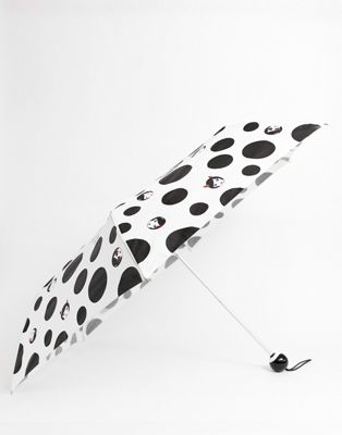 Lulu Guiness – Prickigt paraply med dockansikte-Vit