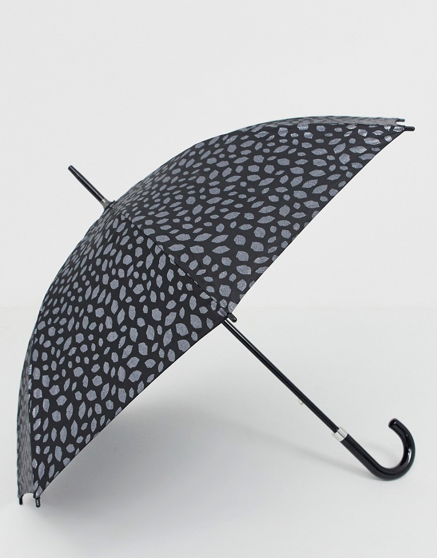 Lulu Guinness Kensington Pewter Scattered Lip Umbrella-Black