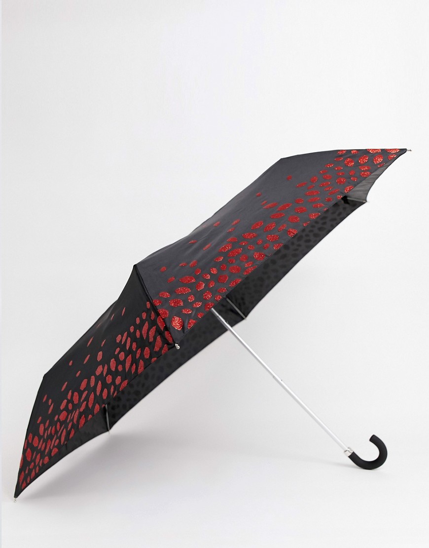 Lulu Guinness paraply med glimmerlæber-Sort