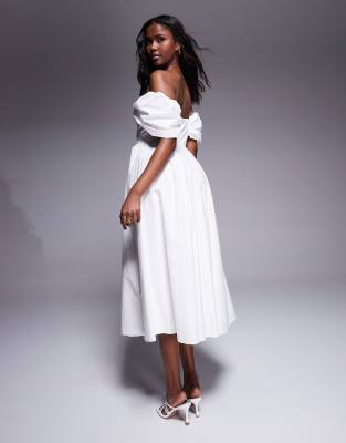 オールインワン・サロペット P.A.R.O.S.H. Classic White Cotton Midi Dress Lady Cotton Dress – Orseund Iris