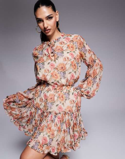 sachin and babi light blue dress Sheer Lace Chiffon Long Sleeve Sheath Bohemian Bridal Dress main image 1