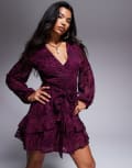 [Lulus] Lulus embroidered mini dress in burgundy XS Burgundy