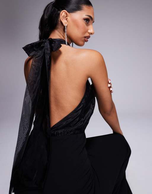 navy blue dress for baby girl Sexy Black Dress - Backless Maxi Dress - Glitter Maxi Gown main image 1