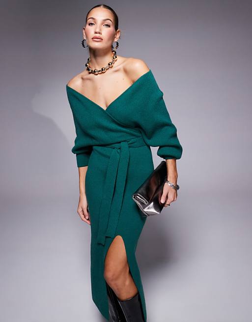 knee length dresses for ladies Off the Shoulder Shiny Green Black Long Prom Dresses, Green Black Long Formal Evening Dresses