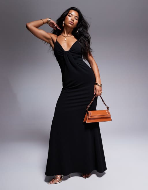 Lulus plunge cami maxi dress in black