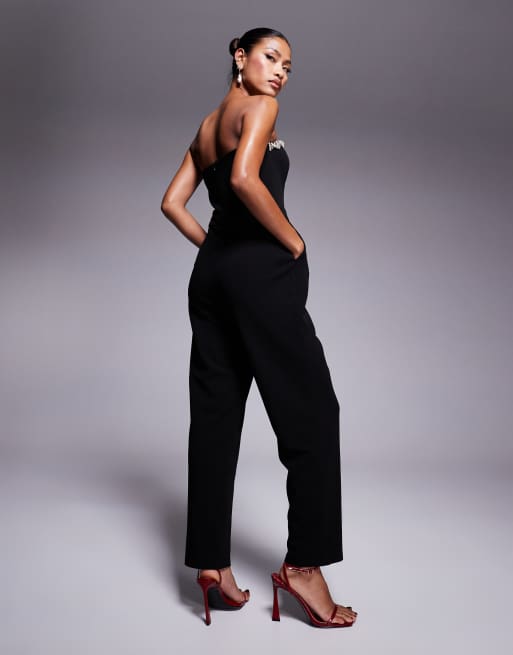 Lulus straight leg bandeau jumpsuit in black