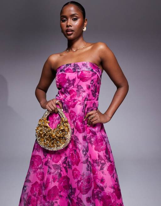 lulus pink strapless dress Fuchsia Cutout Maxi Dress - Strapless Maxi Dress - Pink Dress