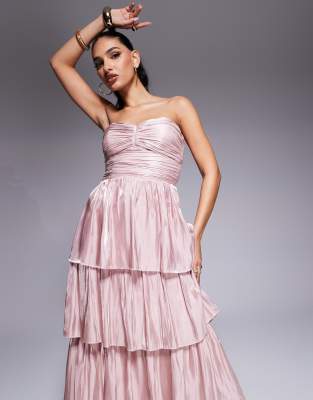 Lulus Strapless Tiered Maxi Dress In Pink