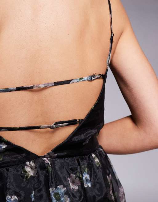Lulu's tie-back mini dress in black floral