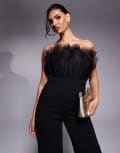 [Lulus] Lulus tulle bandeau top jumpsuit in black XS Black