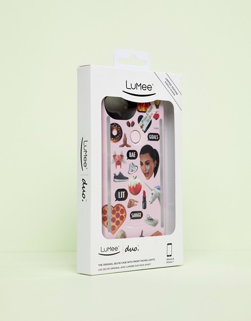 LuMee DUO iPhone 6/6s/7/8 Kimoji Multi Pink Case