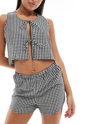 Luna Luna gingham vest and short pyjama set in black
