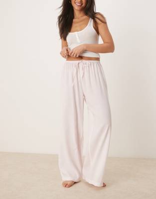 Luna - Oversize-Pyjamahose in Babyrosa gestreift