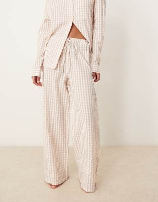Luna - Oversize-Pyjamahose in Beige mit Vichy-Karo-Neutral