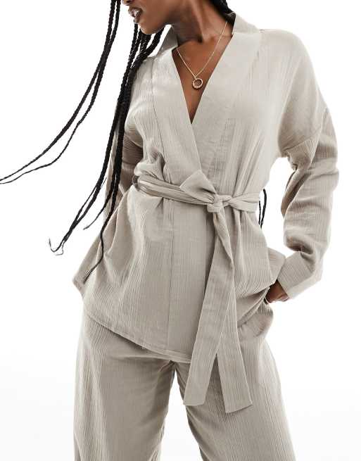 Luna oversized kimono in taupe grey (part of a set)