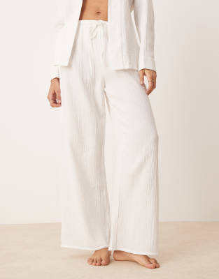 Luna Oversized Pajama Bottoms In White