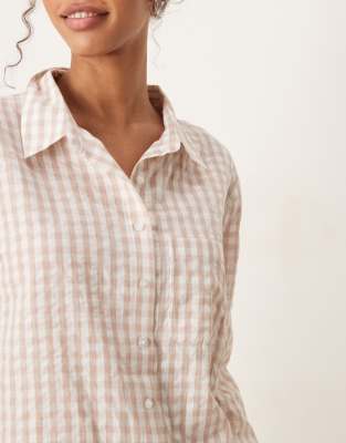 Luna Oversized Pajama Shorts Set In Neutral
