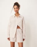 [Luna] Luna oversized pyjama shorts in beige (part of a set)-Neutral 16 BEIGE