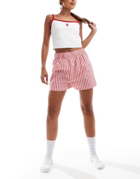 Luna - Pantaloncini stile boxer rossi a righe - view 1